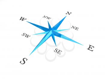 Royalty Free Clipart Image of a Blue and White Compass
