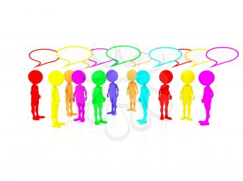 Royalty Free Clipart Image of Several Figures Talking