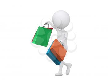 Royalty Free Clipart Image of a Figure Holding Bags