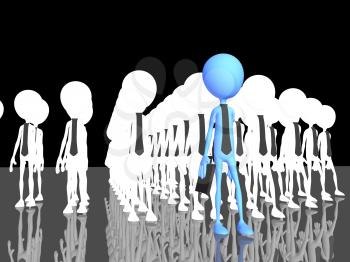 Royalty Free Clipart Image of Figures in a Line Up