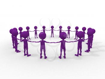 Royalty Free Clipart Image of Figures Holding Hands in a Circle