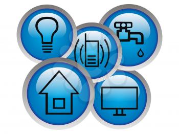 Royalty Free Clipart Image of a Collection of Monthly Utilities Buttons