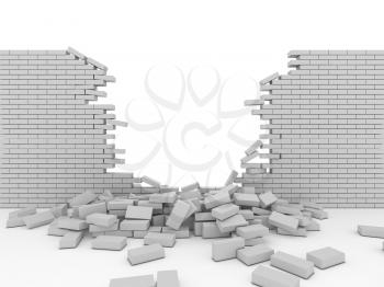 Royalty Free Clipart Image of a Broken Wall