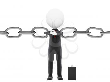Royalty Free Clipart Image of a Businessman Holding a Chain Together