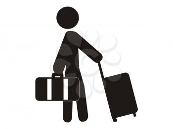 Royalty Free Clipart Image of a Silhouetted Person With Baggage