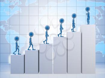 Royalty Free Clipart Image of People Climbing a Graph