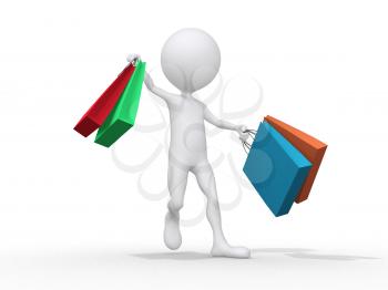 Royalty Free Clipart Image of a Figure Shopping
