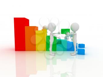 Royalty Free Clipart Image of a Figures Displaying Teamwork