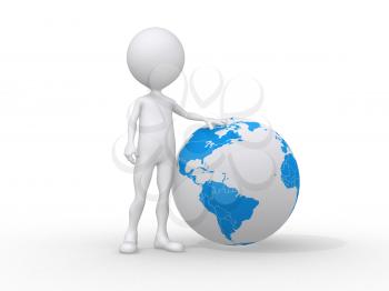 Royalty Free Clipart Image of a Figure with an Earth Globe
