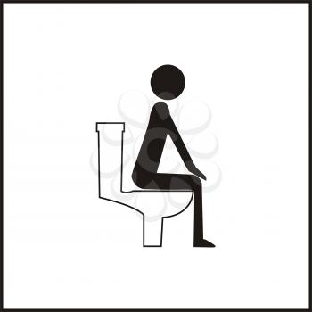 Royalty Free Clipart Image of an Icon Figure Sitting on a Toilet