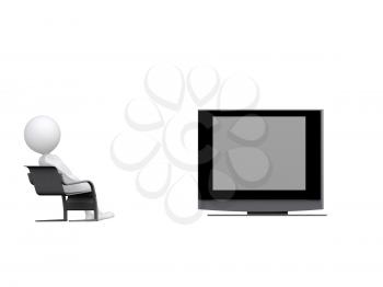 Royalty Free Clipart Image of a Person Watching TV