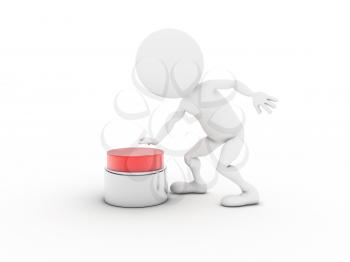 Royalty Free Clipart Image of a Figure Pressing a Button