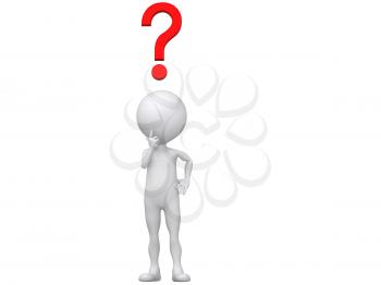 Royalty Free Clipart Image of a Red Questionmark Above a Figure