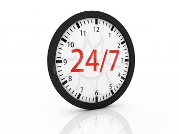 Royalty Free Clipart Image of a Clock 24/7