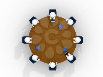 Royalty Free Clipart Image of Figures Attending a Meeting