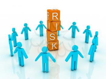 Royalty Free Clipart Image of the Word Risk and a Circle of People
