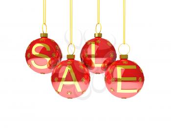 Royalty Free Clipart Image of the Word Sale on Christmas Decorations