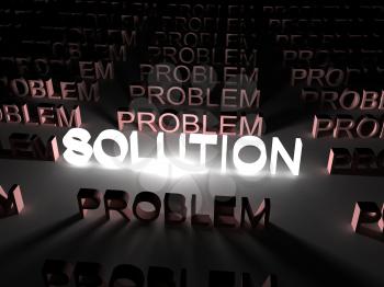 Royalty Free Clipart Image of a Word Background With Solution Illuminated