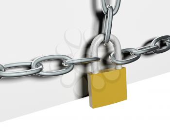 Royalty Free Clipart Image of a Steel Chain Lock