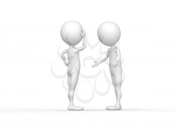 Royalty Free Clipart Image of a Figures in a Discussion