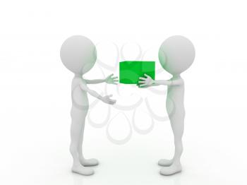 Royalty Free Clipart Image of a Person Handing Something to Someone