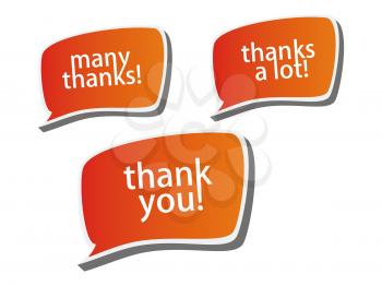 Royalty Free Clipart Image of a Collection of Thank You Bubbles