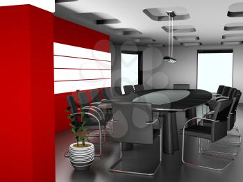 Royalty Free Clipart Image of a Modern Office Setting