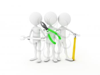 Royalty Free Clipart Image of People With Tools