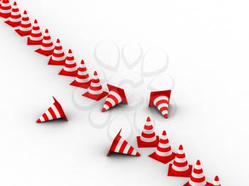 Royalty Free Clipart Image of Many Traffic Cones
