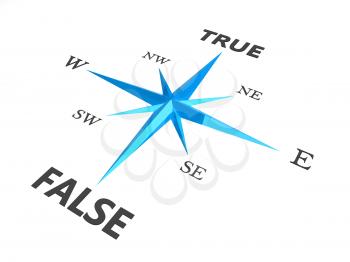 Royalty Free Clipart Image of a True and False Compass