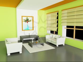 Royalty Free Clipart Image of a Modern Interior
