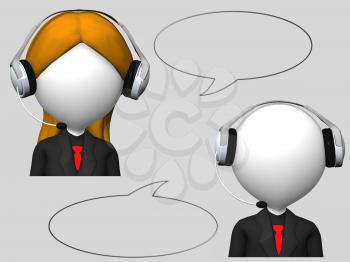 customer service operator with headset and speech bubbles 