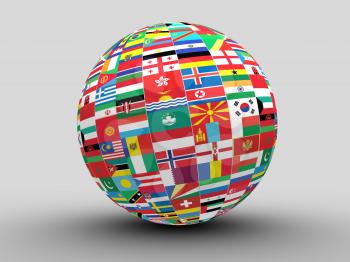 Globe with world flags 
