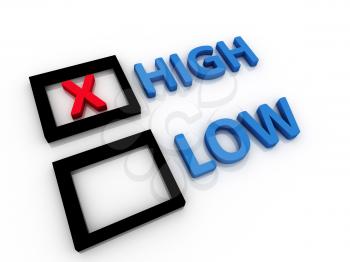 High and Low letters - 3d concept illustration 