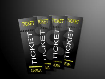 Cinema ticket on dark background 