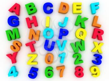 3d full alphabet with numerals 