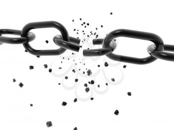 3D chain breaking - isolated over a white background 