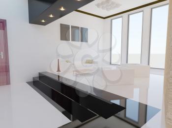 Modern living room.  3D render.