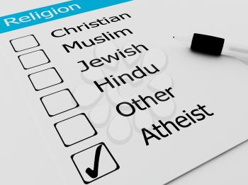Religious Atheist or Agnostic on checkmark