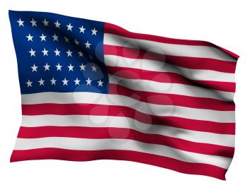 USA flag background, isolated on white