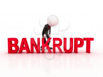 Royalty Free Clipart Image of a Man and the Word Bankrupt