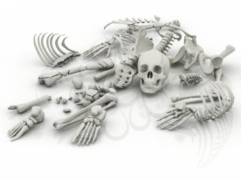 Royalty Free Clipart Image of a Skeleton in Pieces