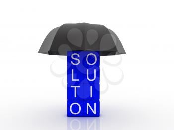 Royalty Free Clipart Image of the Word Solution With an Umbrella