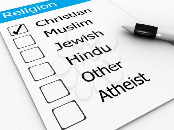 Royalty Free Clipart Image of a Religion Checklist