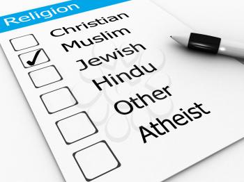 Royalty Free Clipart Image of a Religion Checklist