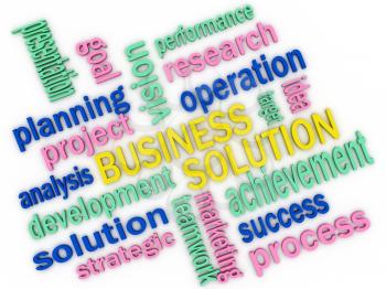 Royalty Free Clipart Image of a Business Solution Word Cloud