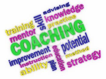 Royalty Free Clipart Image of a Coaching Word Cloud