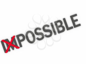 Royalty Free Clipart Image of Changing the Word Impossible to Possible