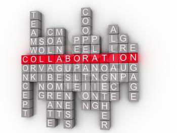 Collaboration Word Cloud Concept on a 3D 
