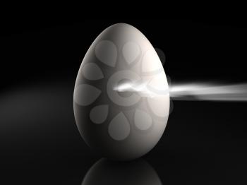 3d image of a egg getting broken by a light.